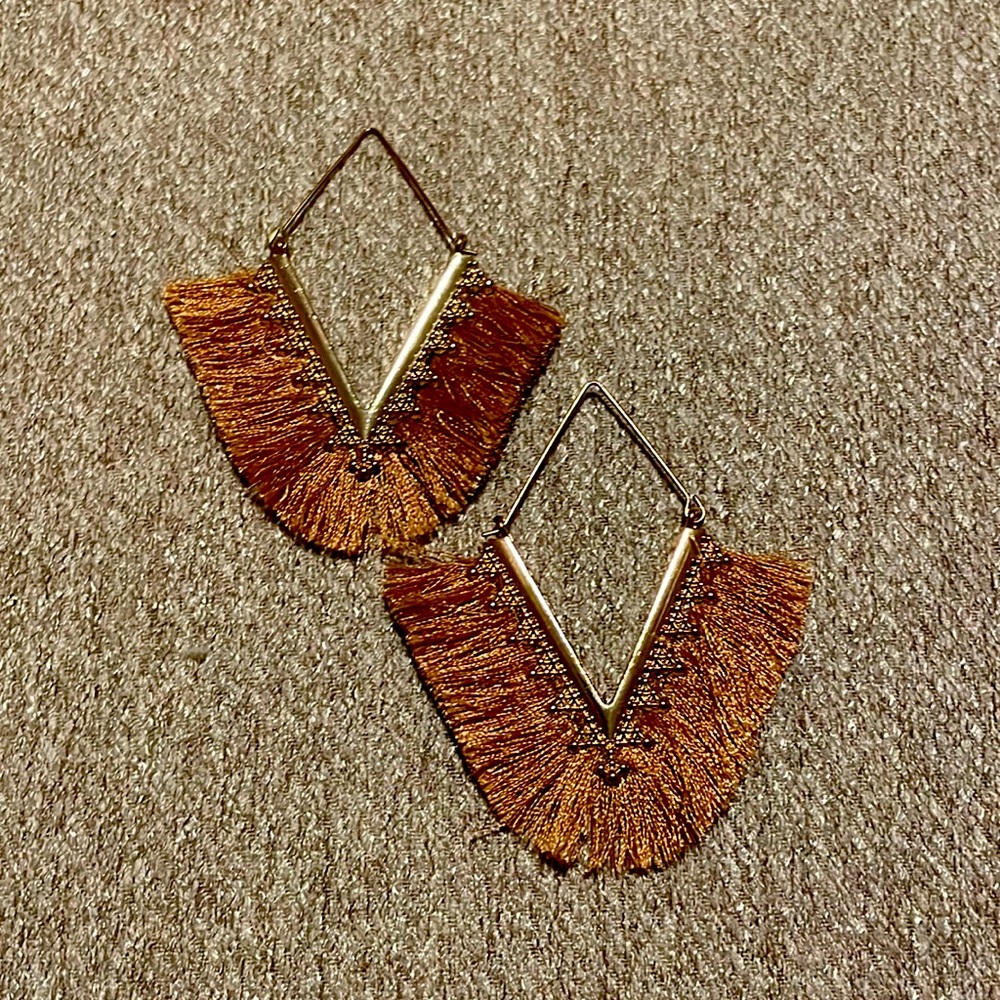 Fashionable Gold Fringed Earrings 3” in Length